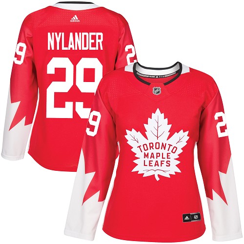 Adidas Maple Leafs #29 William Nylander Red Team Canada Authentic Women's Stitched NHL Jersey